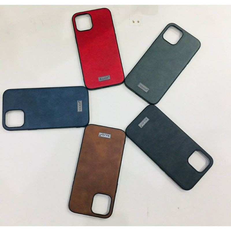 Ốp lưng Sulada da cho iPhone 12 Mini/ 12/ 12 Pro/ 12 Pro Max Viền TPU Chống sốc