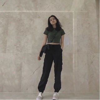 Áo Button Croptop