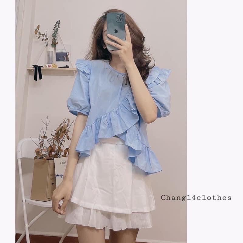 ÁO CROPTOP DÁNG BABYDOLL XẺ BÈO