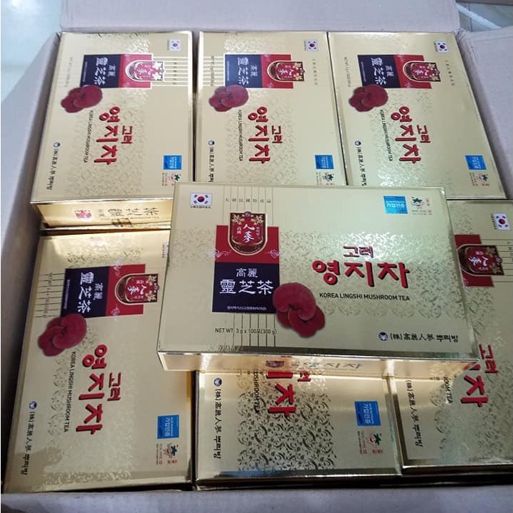 Trà Nấm Linh Chi Đỏ Hàn Quốc Thanh Lọc Thải Độc Làm Mát Cơ Thể (Hộp 100 Gói)