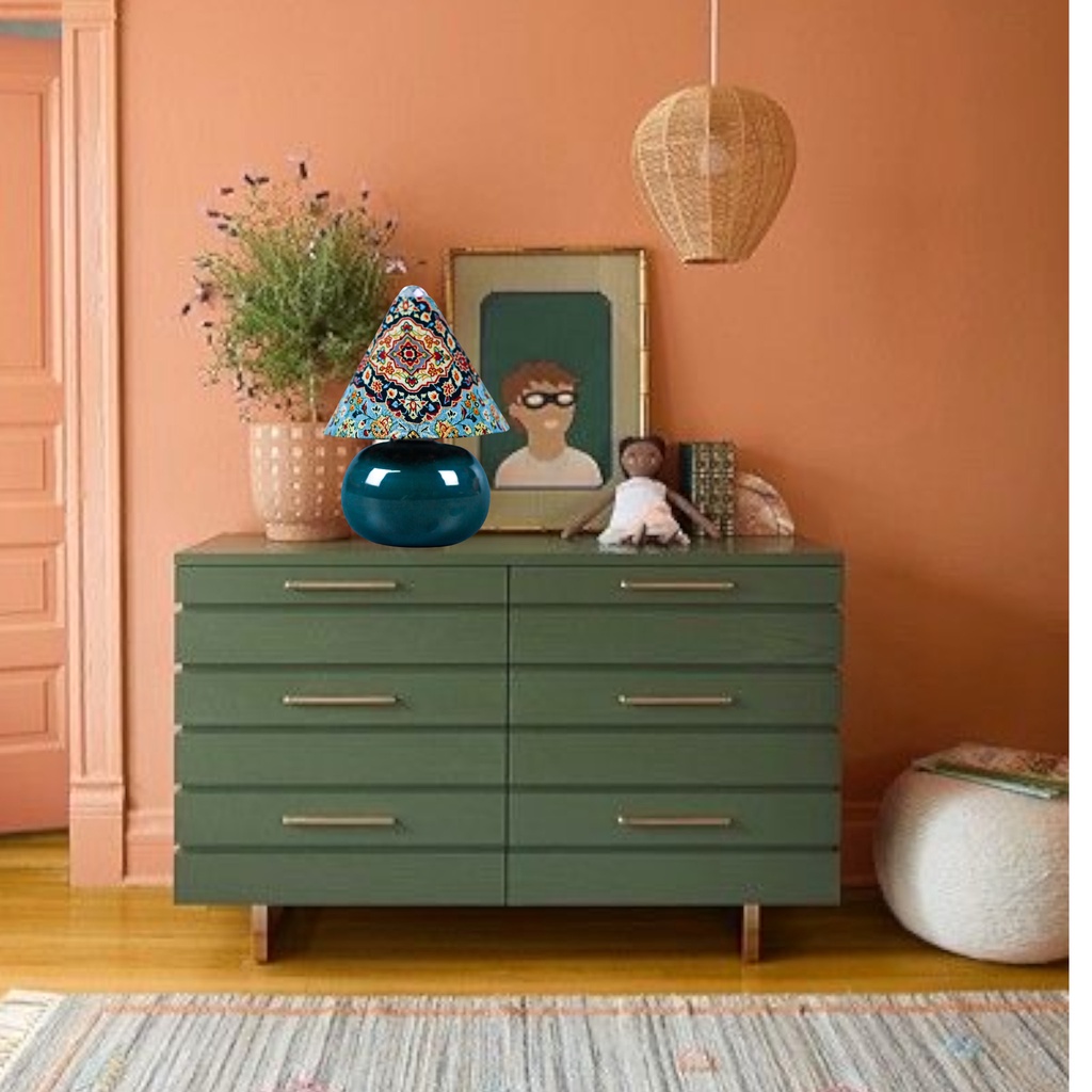 Đèn ngủ để bàn mini MN001B, đèn thổ cẩm Gốm Sứ Bát Tràng trang trí nội thất HL Lighitng