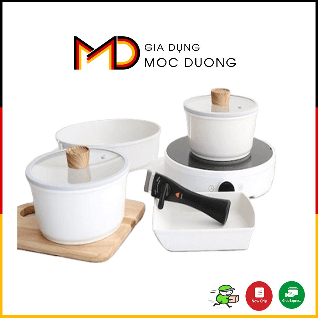 Set nồi NOWA 7 chi tiếT, đáy 5 lớp, cán rời[ MADE IN KOREA]