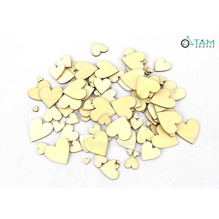 Trái tim gỗ trang trí cưới bịch 100 cái TTC-12