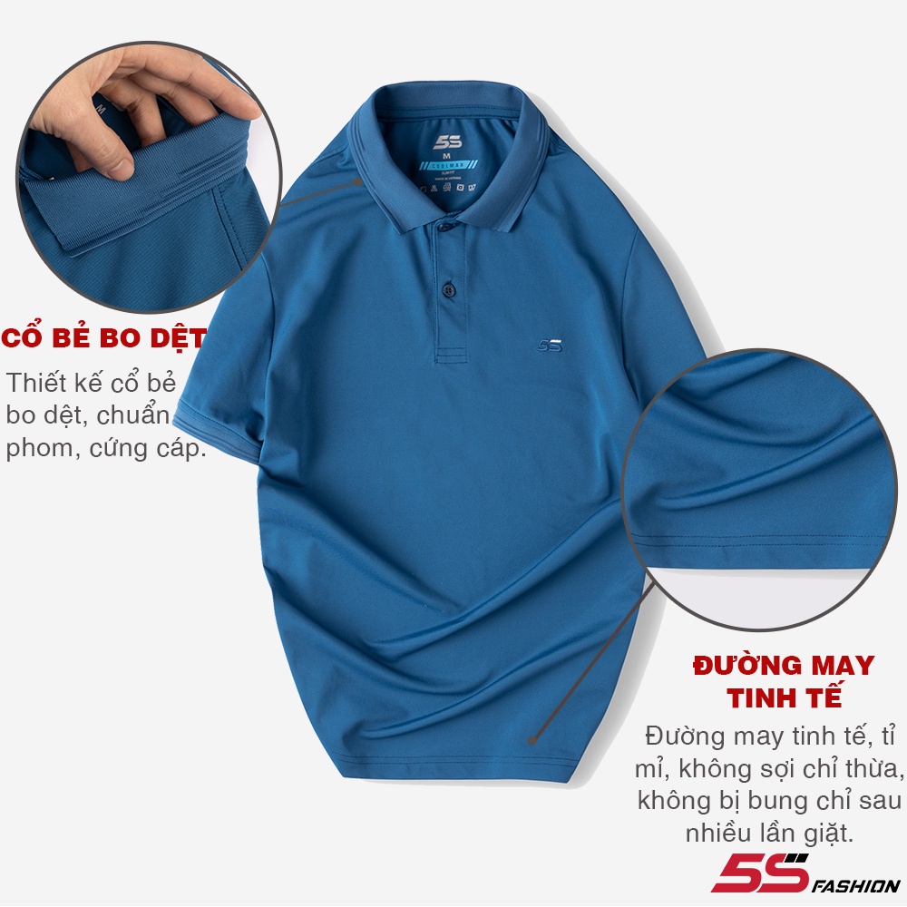 Áo Thun Nam Polo AMES Phối Logo 5S ( 5 màu), Chất Vải Co Giãn Nhẹ, Chống Nhăn Nhàu, Chống Bai Màu (APC22135-02)