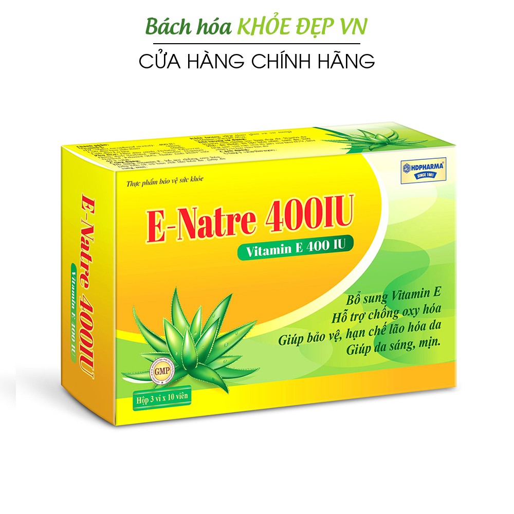 Viên uống đẹp da Vitamin E E-Natre 400 IU chống lão hóa - Hộp xanh 30 viên | WebRaoVat - webraovat.net.vn