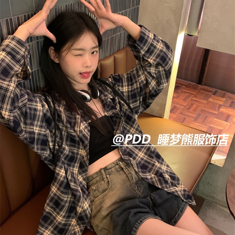 Áo Sơ Mi Tay Dài Dáng Rộng Họa Tiết Kẻ Sọc Phong Cách Cổ Điển Thời Trang Xuân Thu Cho Nữ