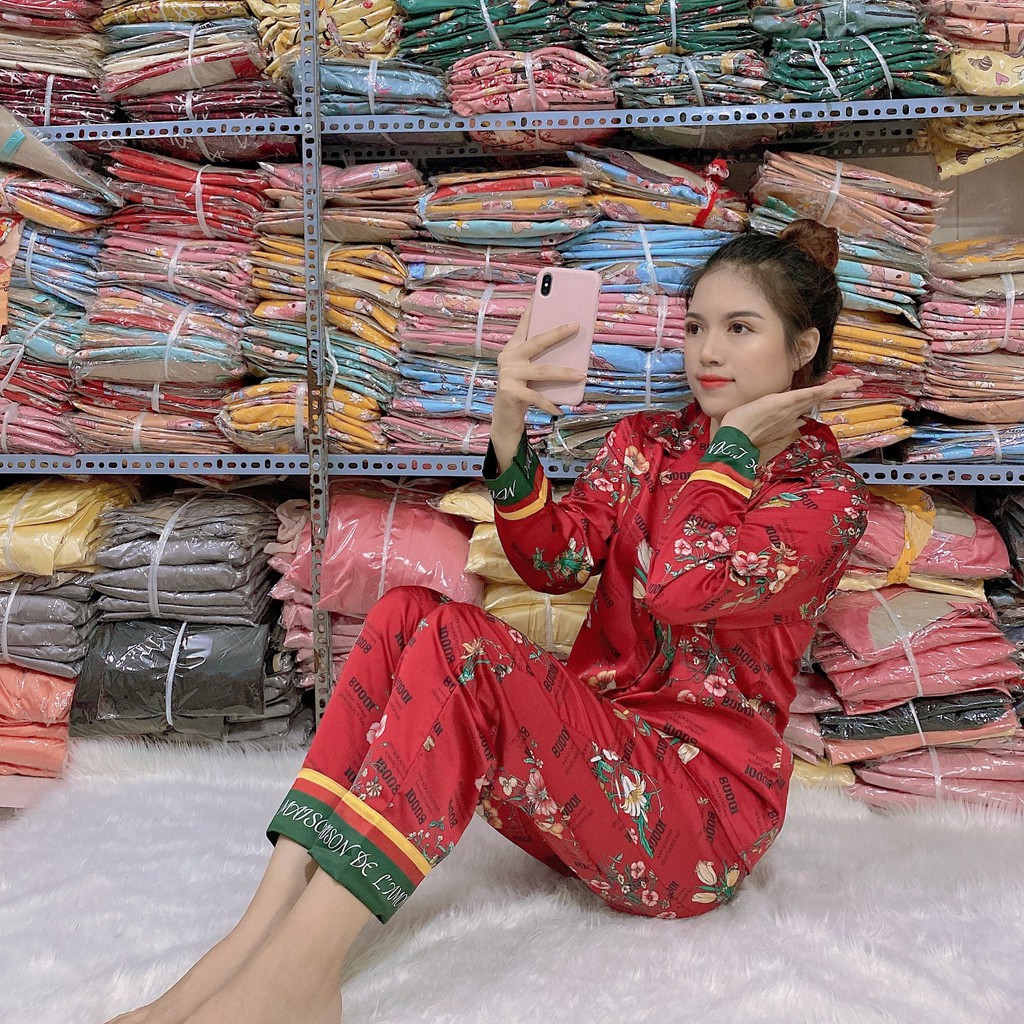 PIJAMA SATIN PHỐI TAY ( TAY DÀI QUẦN DÀI )