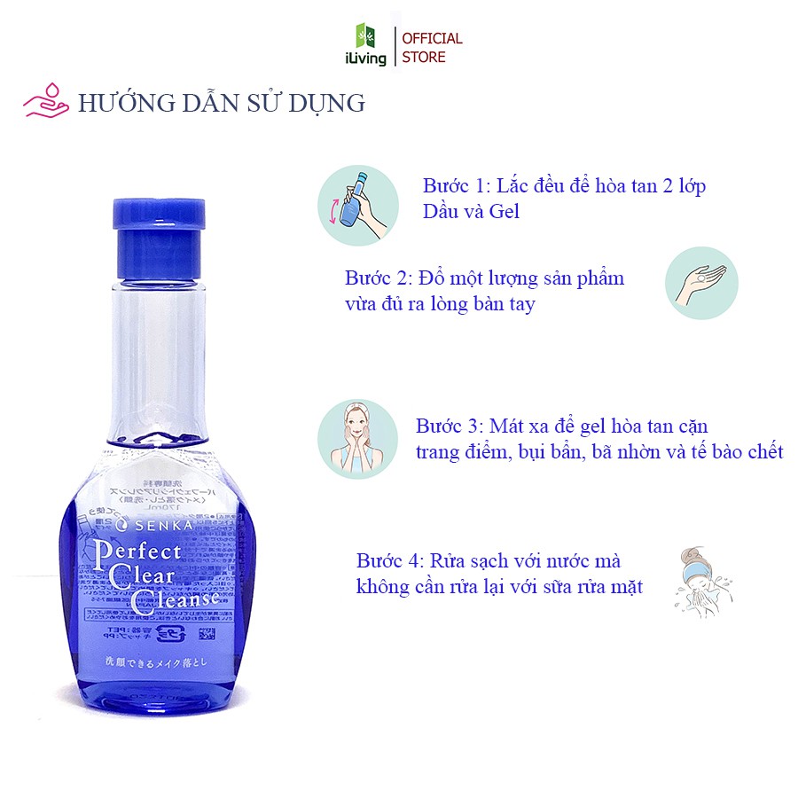 Gel Rửa Mặt Tẩy Trang 2 trong 1 Senka Perfect Clear Cleanser 170ml