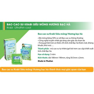 Bao cao su Krabi siêu mỏng / Hương bạc hà