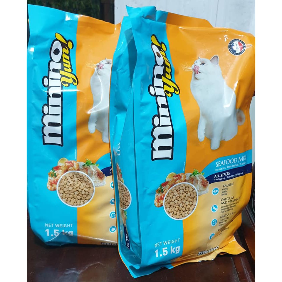 😻😻 Minino yum 1.5kg Thức Ăn Hạt Khô Cho Mèo Vị Hải Sản😻😻