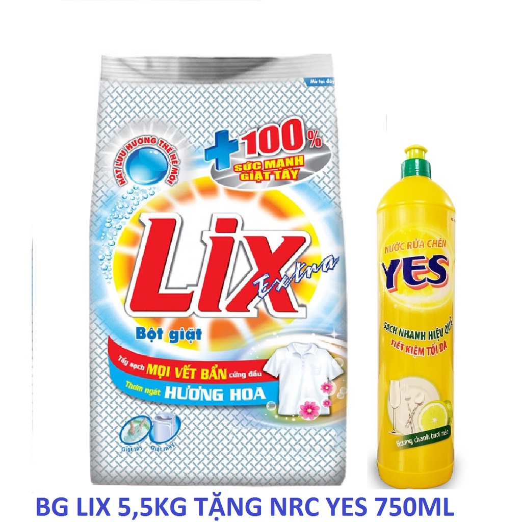 [COMBO} Bột giặt Lix Hương Nước hoa 5.5kg Tặng Chai NRC Lix 750g siêu sạch