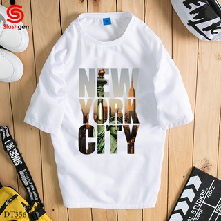 Áo thun nam tay lỡ DT356 New York City Trước Ngực [40kg-110kg] 100% Cotton