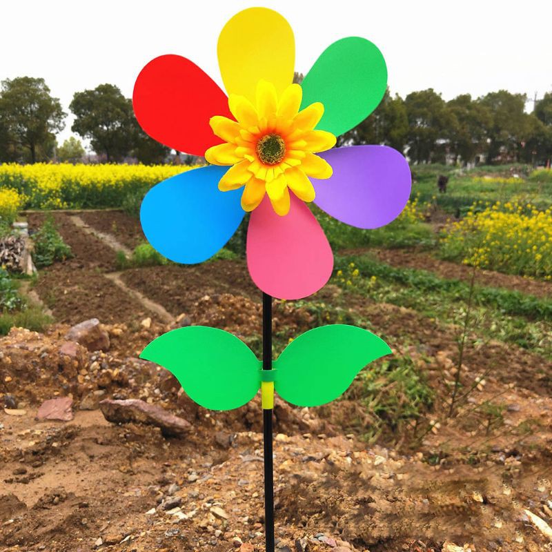 Chong Chóng Hình Hoa Hướng Dương Nhiều Màu Trang Trí Sân Vườn