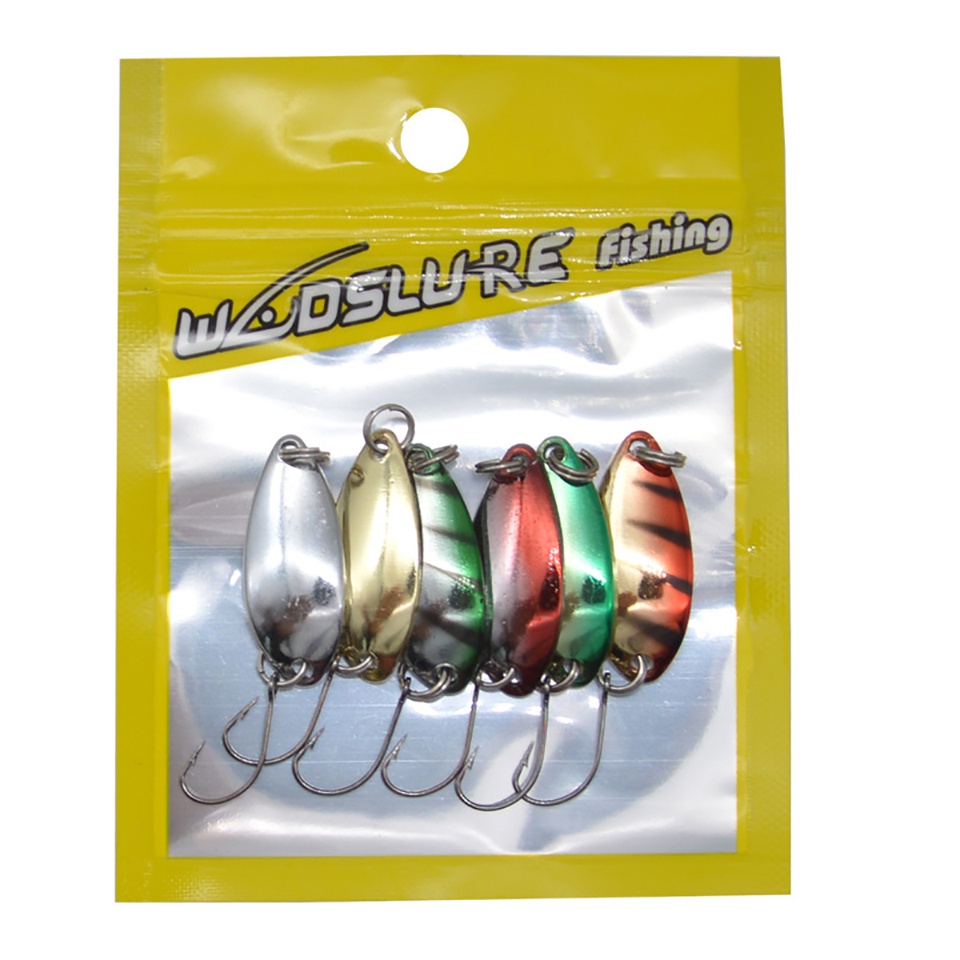 Set 6/10 mồi câu cá giả một móc bằng kim loại có thể xoay nặng 2.5g cỡ 32mm