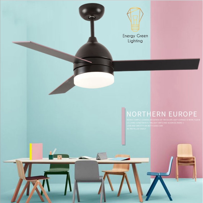 Quạt Trần Gỗ Energy Green Lighting 3 Cánh QT-10632 Phong Cách Bắc Âu Tích Hợp Đèn Chiếu Sáng - Điều Khiển Từ Xa