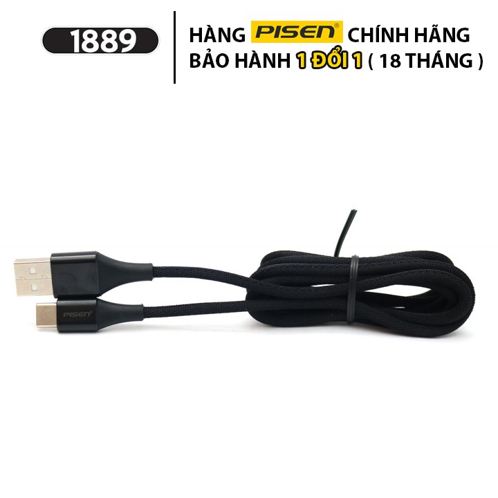 Cáp Sạc Pisen USB Type-C 2.4A 1200m Chống Đứt Gãy - Cáp Sạc Type C Hỗ Trợ Sạc Nhanh Điện Thoại Samsung Android