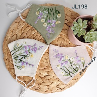Khẩu trang thêu tay vải linen JL198