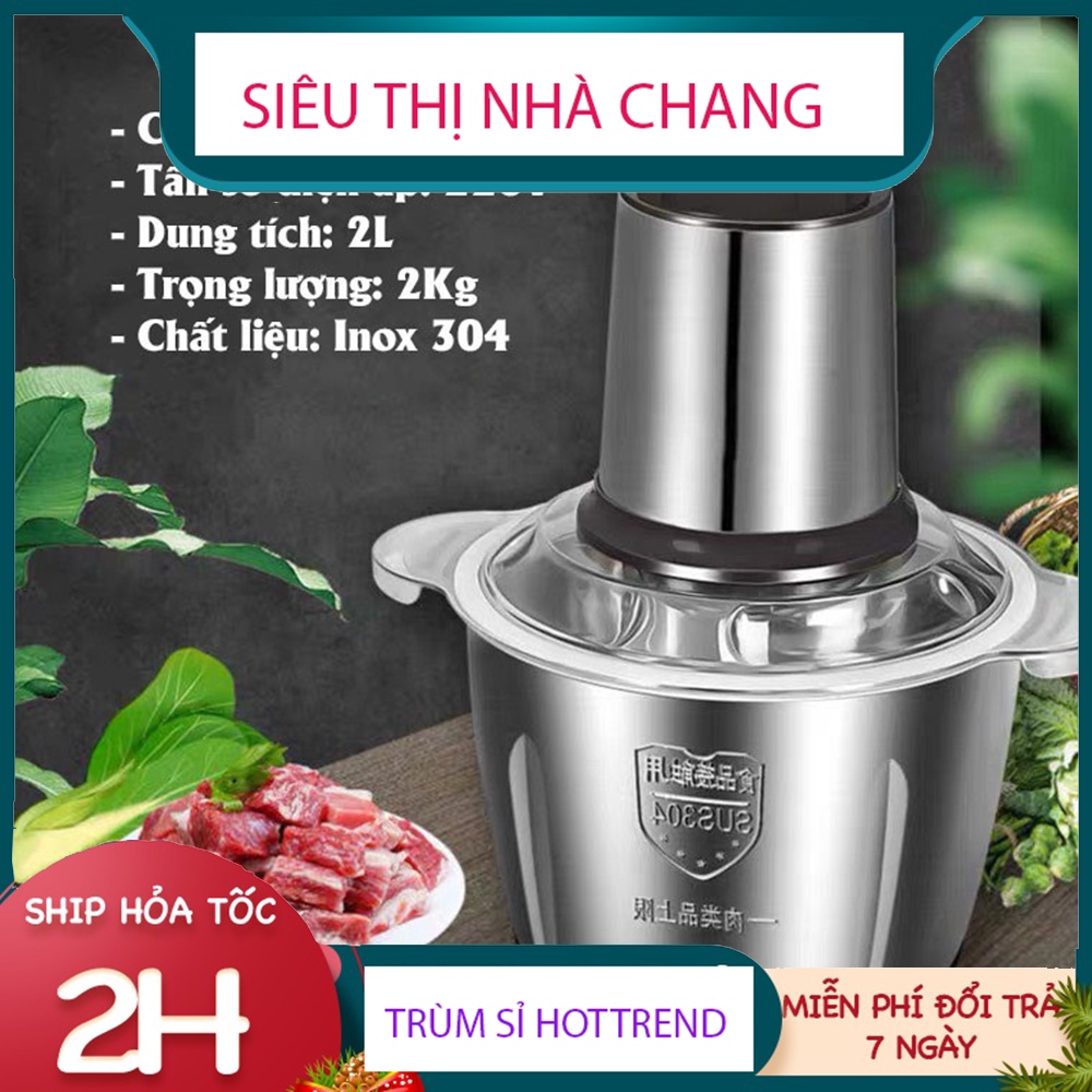 Máy xay thịt cầm tay- cối xay thịt inox 304,4 lưỡi đa năng công suất 2500w,siêu khỏe dễ dàng sử dụng