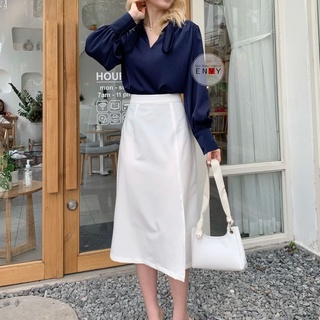 Chân váy midi xẻ tà ENVY V45 basic đi làm đi học