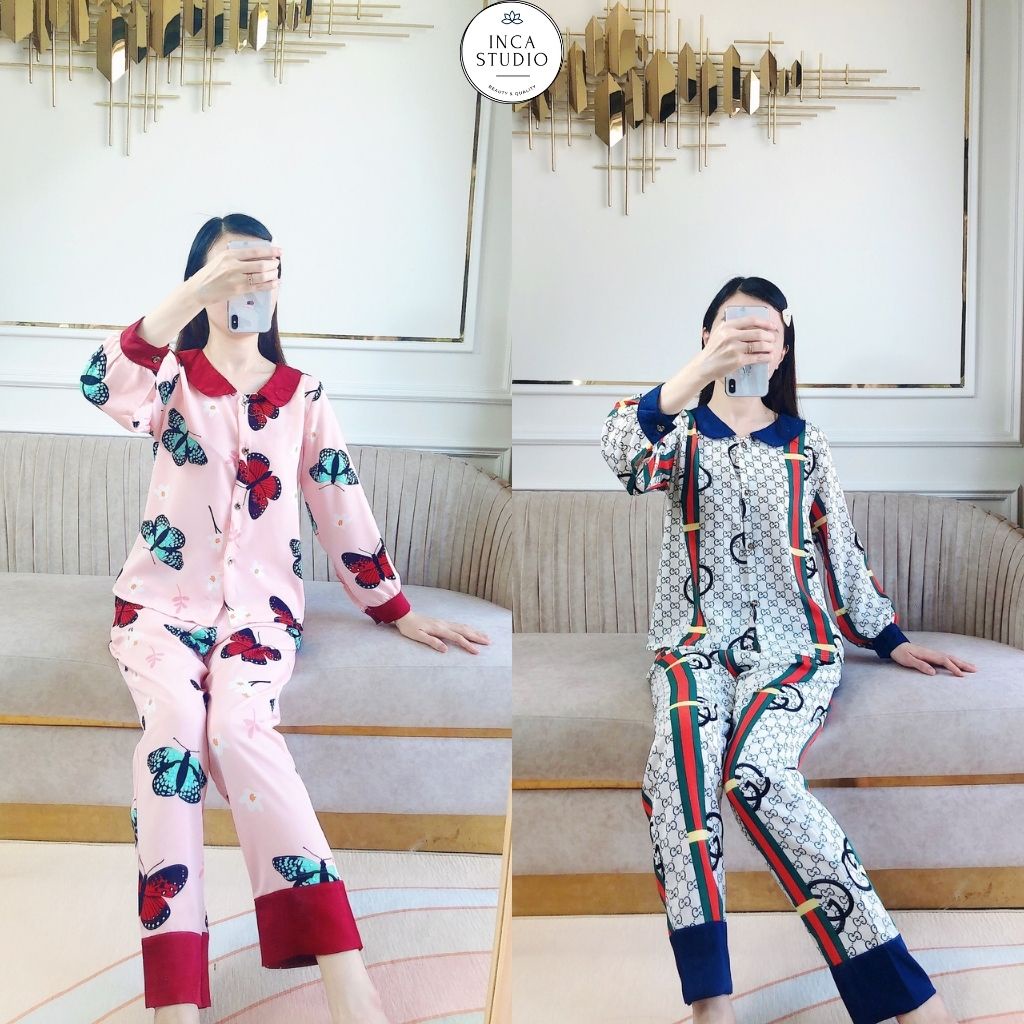 (Xả kho Loai 1- Có size) Đồ ngủ Pyjama lụa Mango cao cấp INCA 16- Chất Lụa thoáng mát, họa tiết siêu xinh