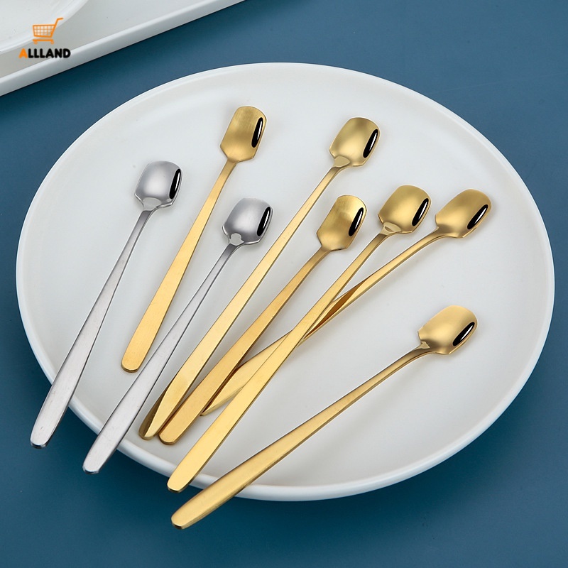 Muỗng mini cán dài bằng thép không gỉ màu bạc tiện dụng chất lượng cao