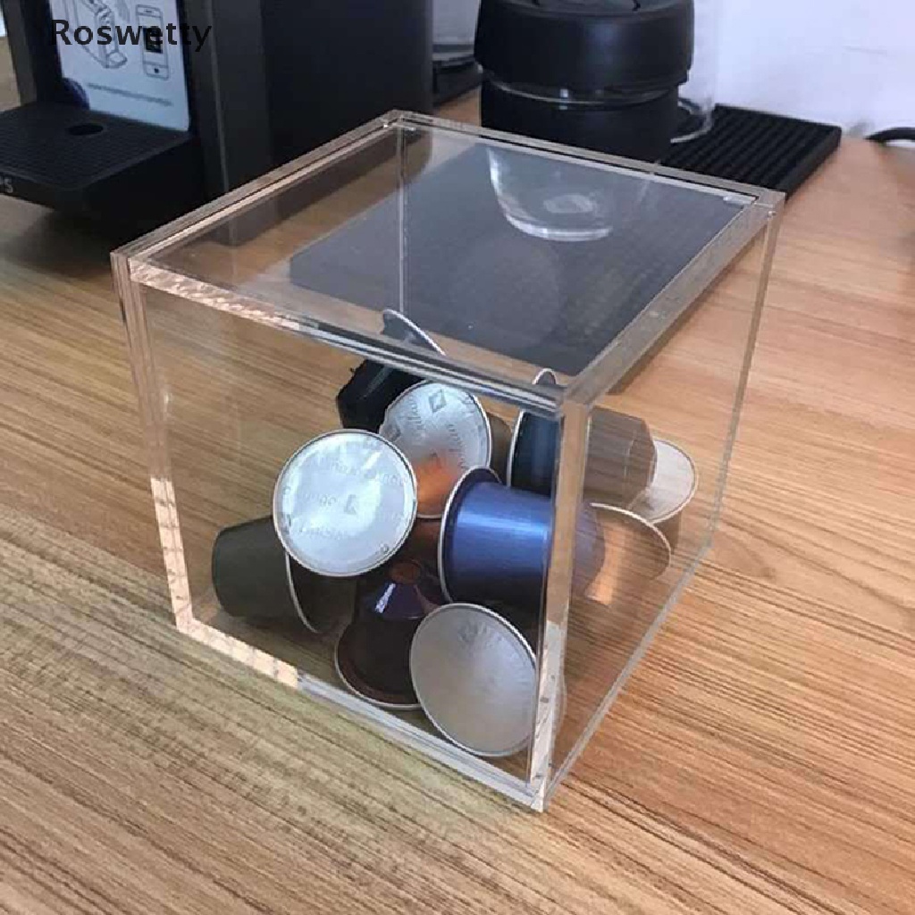 Hộp đựng cà phê viên nén bằng acrylic trong suốt có nắp đậy chống bụi