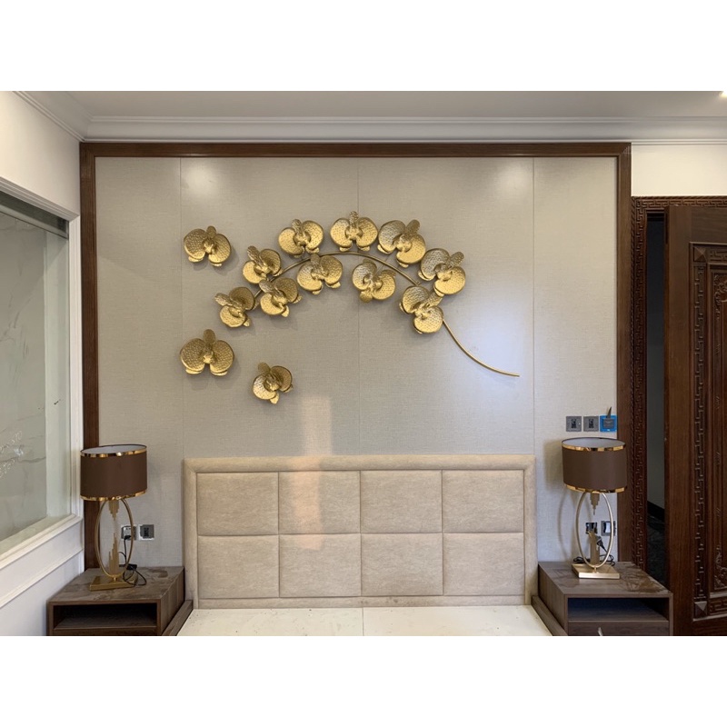 Tranh sắt treo tường nghệ thuật, trang decor trang trí hoa lan điệp cao cấp - 2074