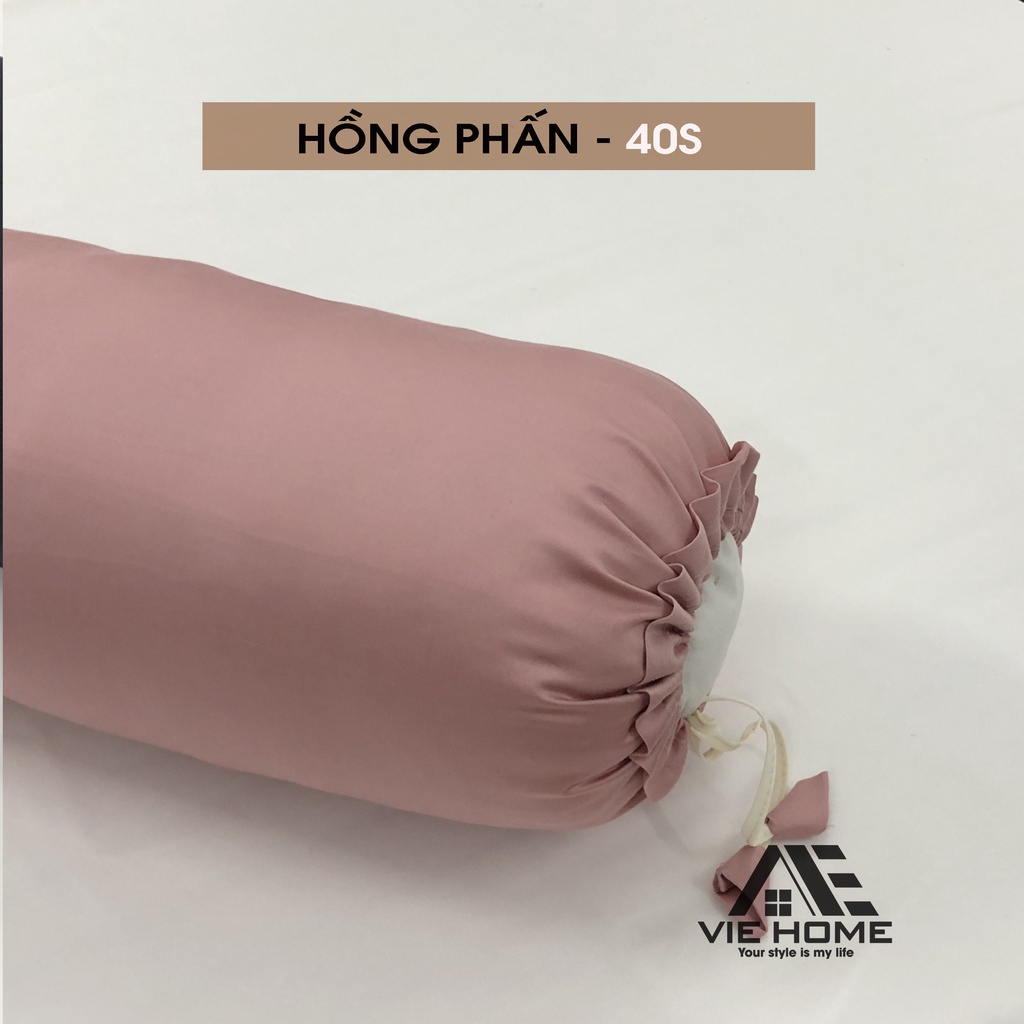 Vỏ gối ôm lụa Tencel 40s VIE HOME - Bedding, hàng đẹp kích thước 35x100cm trơn màu cao cấp