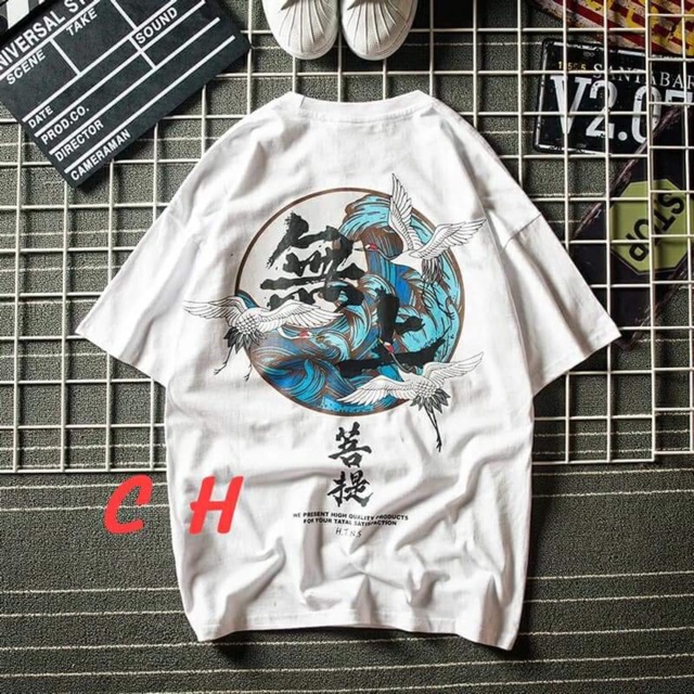 Áo phông hạc chữ tàu in lưng CHU0319
