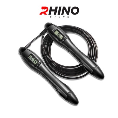 Dây nhảy thể thao, lõi thép cao cấp Rhino J601 tự động đếm số, đếm giờ, tích hợp đo calo, dố km, độ dài tùy chỉnh