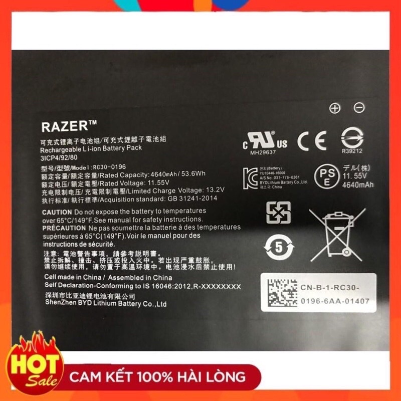 🎁 HÀNG ZIN 🎁 Pin Razer Blade Stealth RZ09-0196 RZ09-0239 RC30-0196 New Original 53.6Wh