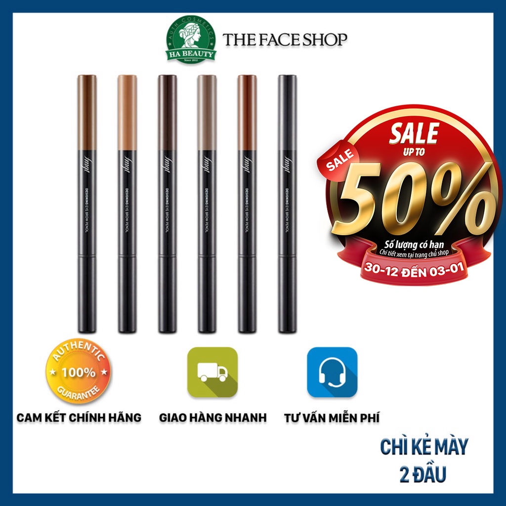 Chì kẻ mày trang điểm chân mày lông mày The Face Shop fmgt Designing Eyebrow Pencil 0.25g