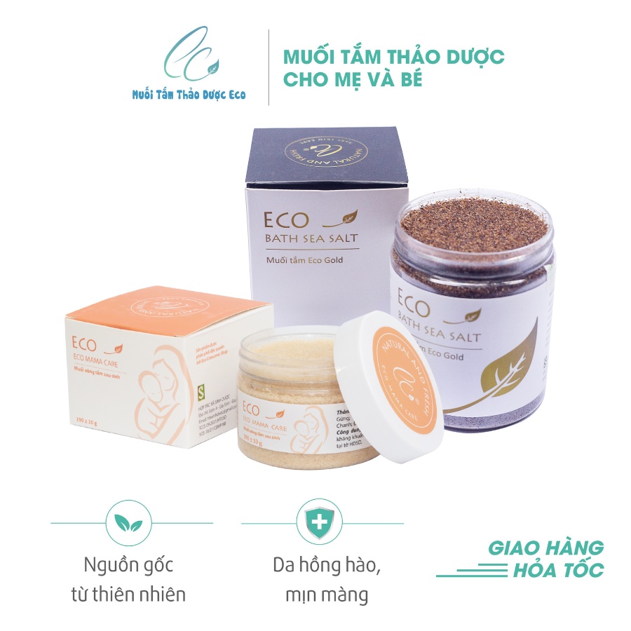 Combo 1 lọ muối tắm bé thảo dược Eco gold Sinh Dược 400g và 1 lọ muối xông tắm Sinh Dược 200g