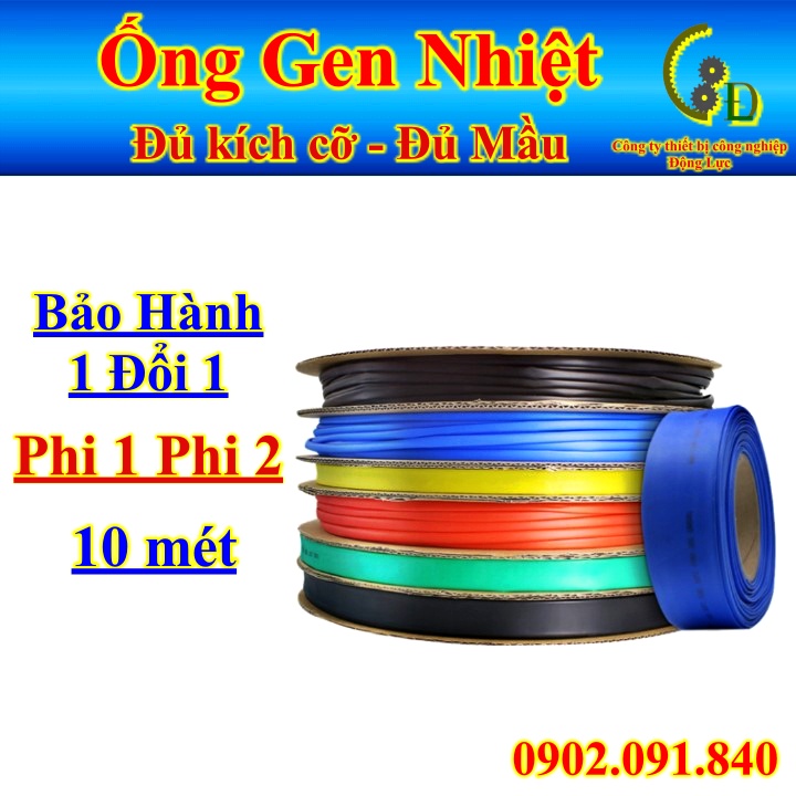 Ống co nhiệt phi 1, phi 2 10mét D1, D2 ✴️ dây gen sun nhiệt bọc cách điện màu xanh, đỏ, vàng, đen giá tốt