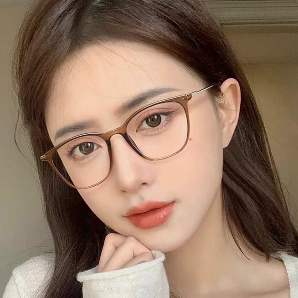 Gọng kính cận nhựa dẻo thời trang màu nâu tây
