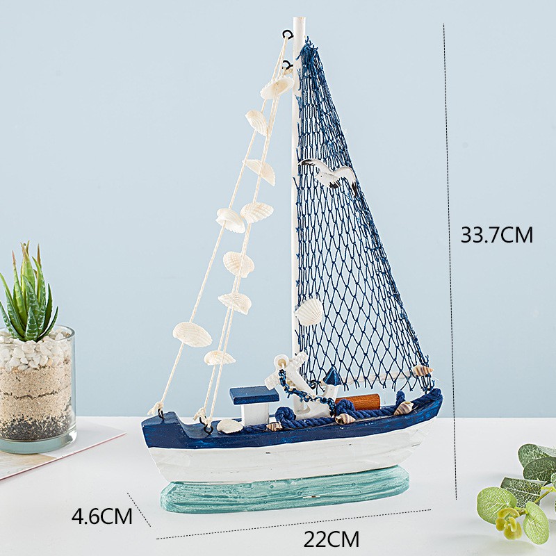 Mô hình thuyền buồm trang trí mỏ neo phao bơi nhiều size  - Decor đồ trang trí theo phong cách biển Địa Trung Hải