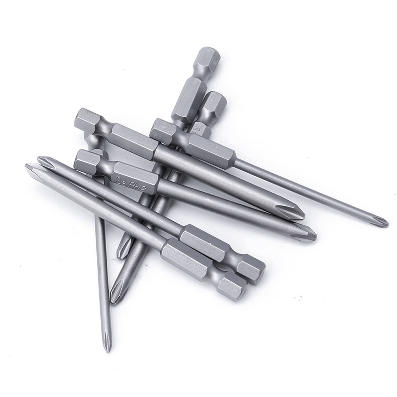 Set 8 tua vít đầu chữ thập bằng thép hợp kim từ tính dài 75mm tay cầm 6.35mm nhiều kích cỡ