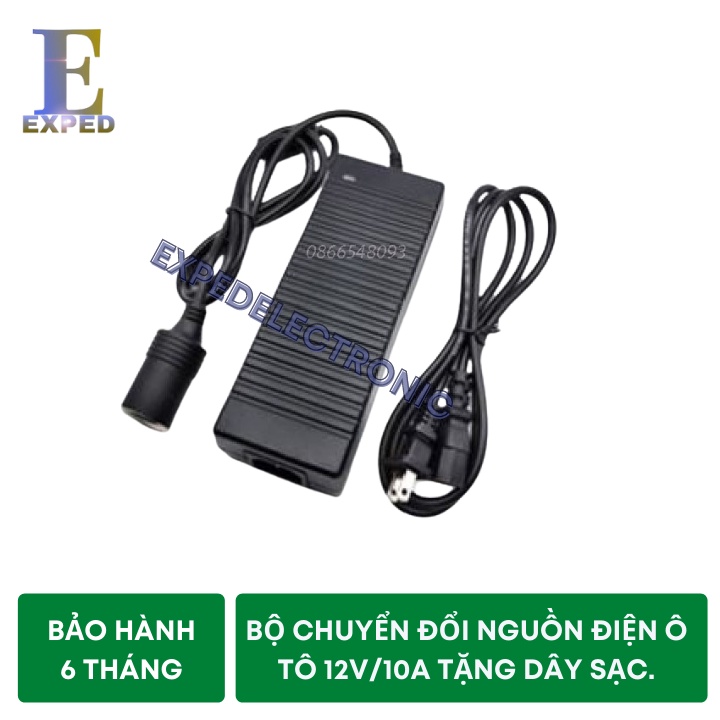 [Chính hãng] Bộ chuyển đổi nguồn từ 220V sang 12V/10A-120W đầu tẩu sạc ô tô cao cấp