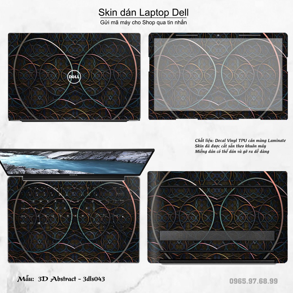 Skin dán Laptop Dell in hình 3D họa tiết (inbox mã máy cho Shop)