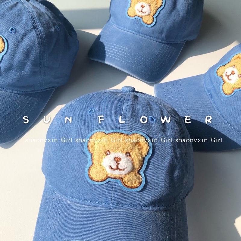 Mũ lưỡi trai họa tiết mặt gấu dễ thương có thể điều chỉnh kích cỡ