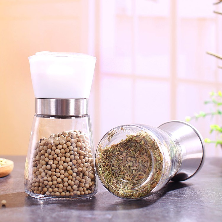 Dụng cụ xay tiêu cầm tay 2 trong 1, lọ xay tiêu thủy tinh nhỏ gọn tiện dụng