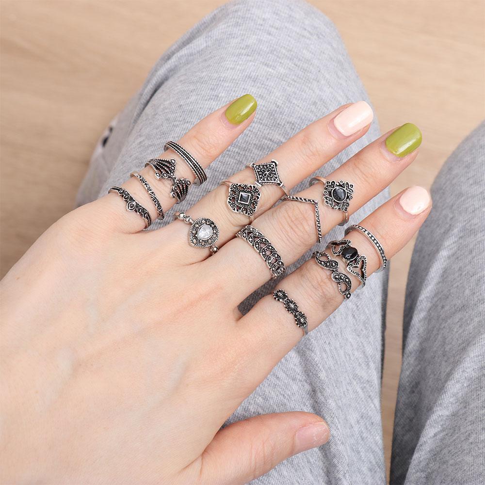 Set 15 Nhẫn Ngôi Sao Thời Trang Boho