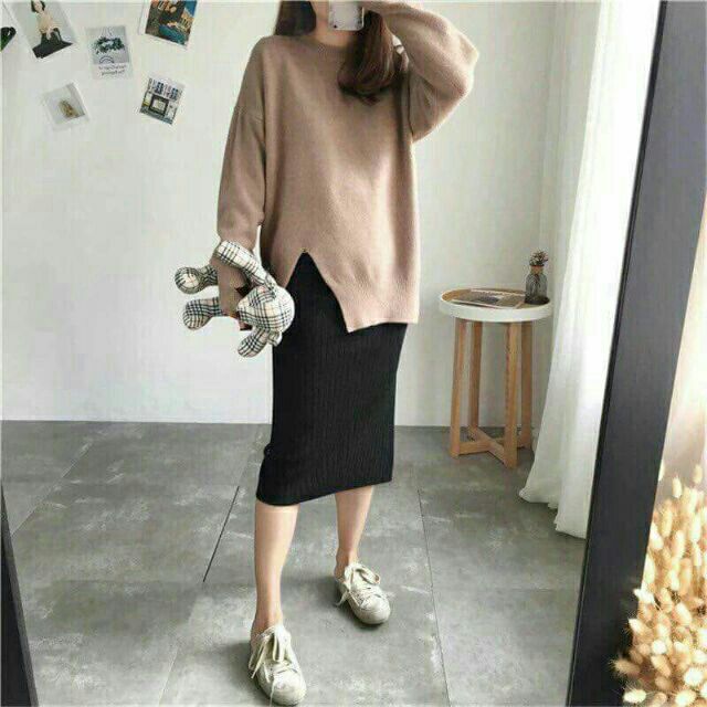 Chân váy len dài xẻ ( Ảnh thật) | BigBuy360 - bigbuy360.vn