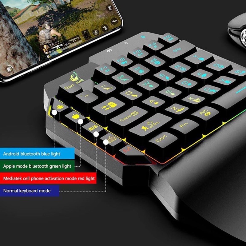 Bàn phím kiêm bộ kết nối Bluetooth ZiyouLang G11 chơi game trên điện thoại Pubg - Free Fire - Call of Duty - FPS