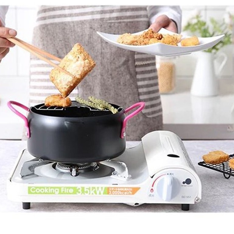Nồi Chiên Lọc Dầu Size 18Cm Kèm Vỉ Gác Chảo Ráo Dầu Tiện Dụng Cho Gia Đình