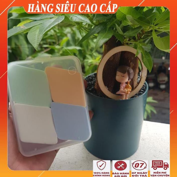 [FreeShip - HÀNG CHÍNH HÃNG] Sét 4 miếng mút trang điểm đa năng cao cấp/Bông trang điểm hình thoi 4 miếng sidumi