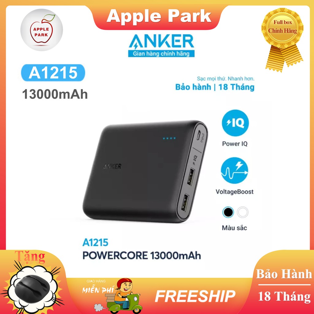 [Mã 1511ELSALE hoàn 7% đơn 300K] Pin Sạc Dự Phòng ANKER A1215 13000mAh PowerCore Chính Hãng
