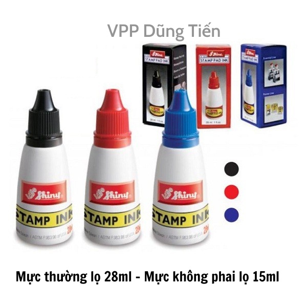 Mực đóng dấu màu xanh/ đỏ/ đen, mực in con dấu Shinny S62 mực thường/ S61 mực không phai