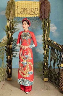 Áo dài gấm - ko kèm quần ( có hình thật)