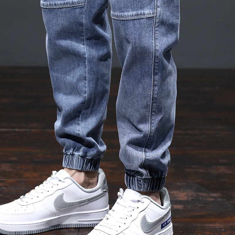 Y6601 - Quần jean jogger nam xuân thu họa tiết ngang gối